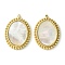 Ion Plating(IP) 304 Stainless Steel Pave Shell Pendants, Oval Charms, Real 14K Gold Plated, 21x15x2mm, Hole: 1mm