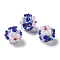 Handmade Lampwork Beads, Flower, Blue, 12~14mm, Hole: 1.2mm