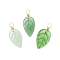 3Pcs Handmade Lampwork Pendants, Leaf, Golden, 23x10~10.5x3mm, Hole: 3mm