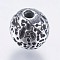 304 Stainless Steel Beads, Round, with Pit, Antique Silver, 8mm, Hole: 1.5mm