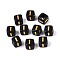 Opaque Acrylic Beads, Golden Metal Enlaced, Cube with Letter, Black, Letter I, 4.5~5x4.5~5x4.5~5mm, Hole: 2mm, about 6250pcs/500g