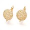 Brass Hoop Earring Finding, Lead Free & Nickel Free & Cadmium Free, Flat Round, Real 18K Gold Plated, 18.5x13.5x10.5mm, Hole: 1~1.2mm, Pin: 0.8mm