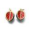 Brass Enamel Pendants, Rack Plating, Cadmium Free & Lead Free, Long-Lasting Plated, Real 18K Gold Plated, Watermelon, 13.5x10x8mm, Hole: 3mm