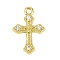 Brass Micro Pave Clear Cubic Zirconia Pendants, Cadmium Free & Nickel Free & Lead Free, Cross Charms, Golden, 14.5x9.5x2.5mm, Hole: 1.2mm