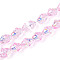 Electroplate Transparent Glass Beads Strands, Flower, AB Color Plated, Pearl Pink, 11~12x8mm, Hole: 1.2mm, about 101~102pcs/strand, 29.92 inch(76cm)