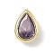 Teardrop Brass Micro Pave Cubic Zirconia Cabochons, Rack Plating, Long-Lasting Plated, Lead Free & Cadmium Free, Real 18K Gold Plated, Lilac, 7.5x5x3mm
