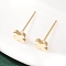 Brass Cross Stud Earrings for Women, Real 18K Gold Plated, 5.5x5.5mm