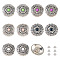 10Pcs 5 Colors Tibetan Style Flat Round Alloy with Resin Decorative Rivets, for Purse, Bags, Leather Crafts Decoration, Antique Silver, Mixed Color, 30x9mm, Hole: 2.3mm