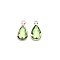 Faceted Glass Pendants, with Brass Findings, August Birthstone Pendant, Teardrop, Platinum, Lime Green, 13.5x7.5x4mm, Hole: 1.6mm
