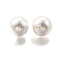 Electroplate Shell Pearl Beads, Half Drilled, Round, Textured, White, 16mm, Hole: 1.4mm