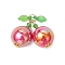 Acrylic Imitation Pearl Pendants, with Glass Beads, Cherry, Tomato, 30x31x15.5mm, Hole: 5mm