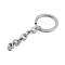Polishing 304 Stainless Steel Split Key Rings, Keychain Clasp Findings, with Extended Cable Chains, Stainless Steel Color, 84mm, Key Rings: 30x2.8mm