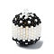 Seed Beads Beaded Charms, Round, Black, 22x18mm, Hole: 1.5mm