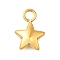 304 Stainless Steel Charms, Ion Plating(IP), Star Charm, Real 14K Gold Plated, 12x8.5x2mm, Hole: 2.3mm