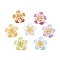 7Pcs Glass Seed Beaded Flower Pendants, with Acrylic & Alloy & Brass, Mixed Color, 11x20.5x20mm, Hole: 2mm