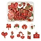 36Pcs 9 Styles Valentine's Day Theme Alloy Enamel Pendants, Golden, Mixed Shapes, Red, 18~28x13~25x1~1.4mm, Hole: 1.6~1.8mm, 4pcs/style