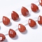 Natural Red Jasper Beads Strands, Top Drilled Beads, Faceted, Teardrop, 14~14.5x10~10.5x5mm, Hole: 0.6mm, about 28pcs/strand, 15.75 inch(40cm)