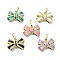 Rack Plating Brass Enamel Pendant Rhinestones Settings, Long-Lasting Plated, Lead Free & Cadmium Free, Bowknot Charm, Real 18K Gold Plated, Mixed Color, 12.5x17x4.5mm, Hole: 3.4x5.5mm, Fit for 0.5mm rhinestones