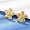 304 Stainless Steel Stud Earrings, Flower, Real 18K Gold Plated, 25x26mm