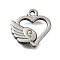 304 Stainless Steel Charms, Anti-Tarnish, Heart with Wing, 13.5x13.5x2mm, Hole: 1.5mm