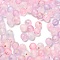 Frosted Transparent Acrylic Beads, Round, with Gold Foil & Glitter, Gradient Color, Lavender Blush, 8x7.5mm, Hole: 2mm