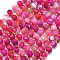 Natural Dyed Banded Agate Beads Strands, with Seed Beads, Faceted, Lantern, Camellia, 7~8x6~7mm, Hole: 0.6mm, about 44pcs/strand, 15.16''(38.5cm)