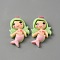 Opaque Resin Cabochons, Mermaid, Pale Green, 24x17.5x6mm
