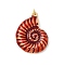 Rack Plating Brass Enamel Pendants, with Jump Ring, Long-Lasting Plated, Cadmium Free & Lead Free, Conch Charm, Real 18K Gold Plated, Dark Red, 34x25x5mm, Hole: 3mm