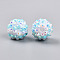 AB-Color Resin Rhinestone Round Beads, with Acrylic Beads Inside, Cyan, 16mm, Hole: 2~2.5mm