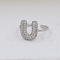 Brass Micro Pave Clear Cubic Zirconia Cuff Rings, Initial Rings for Women, Letter, Platinum, Letter U, Inner Diameter: Adjustable