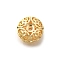 Brass Beads, Flat Round, Hollow, Real 18K Gold Plated, 13.5x7.5mm, Hole: 2mm