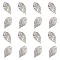 Brass Filigree Pendants, Leaf, Silver, 18x10x1mm, Hole: 1.2mm, 100pcs/box