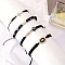 4Pcs 4 Styles Golden Alloy Link & Resin Beads Braided Bead Bracelets & Glass Beads Stretch Bracelets, Oval with Virgin Pattern & Cross & Evil Eye, Black, 7~11 inch(17.78~27.94cm), 1pc/style