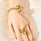 Brass Micro Pave Cubic Zirconia Mittens Bracelets, Curb Chains Jewelry for Women, Leopard, Real 18K Gold Plated, 170mm
