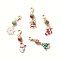 Christmas Seed Glass Beads & Resin Pendant Decoration, with Brass Lobster Claw Clasps, Mixed Shapes, Mixed Color, 46~48mm, 5pcs/set
