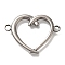 304 Stainless Steel Connector Charms, Heart, Antique Silver, 20x27x2mm, Hole: 2mm