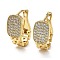 Clear Cubic Zirconia Oval Hoop Earrings, Brass Earrings for Women, Real 18K Gold Plated, 17.5x7.5mm