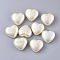 ABS Plastic Imitation Pearl Beads, Heart, Floral White, 24.5x27x14mm, Hole: 1.5mm