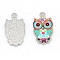 Alloy Enamel Pendants, Silver, Owl, Colorful, 23x13x2mm, Hole: 1.2mm, 2pcs/bag