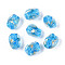 Handmade Gold & Silver Foil Glass Beads, Nuggets, Deep Sky Blue, 12.5~14x10~11x9~10mm, Hole: 1.2~1.4mm