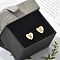 Rack Plating Brass Micro Pave Clear Cubic Zirconia Stud Earrings, Heart, Letter K, 8.5x9.5mm