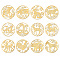 Nickel Decoration Stickers, Metal Resin Filler, Epoxy Resin & UV Resin Craft Filling Material, Golden, 12 Chinese Zodiac Signs, 40x40mm, 12pcs/set