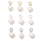 3Pcs 3 Colors Natural Cultured Freshwater Pearl Two Sides Polished Charms, with 304 Stainless Steel Open Jump Rings, Creamy White, Mixed Color, 12x7mm, Hole: 3mm, 1pc/color