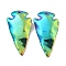 Electroplated Synthetic Non-Magnetic Hematite Pendants, Arrowhead Charms, Rainbow Plated, 45x24x8mm, Hole: 1.2mm