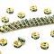 Brass Rhinestone Spacer Beads, Grade A, Straight Flange, Golden Metal Color, Rondelle, Aquamarine, 6x3mm, Hole: 1mm
