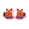 Printed Opaque Resin Beads, Fox, Tomato, 23x20.5x6mm, Hole: 1.4mm