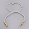 Nylon Cord Braided Bead Bracelets Making, with Brass Beads, Long-Lasting Plated, Real 24K Gold Plated, White, 10-1/4 inch(26cm)~11-5/8 inch(29.6cm)
