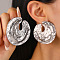 Alloy Stud Earrings, Platinum, Flat Round, 50mm