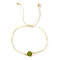 Elegant Golden Edge Glass Link Bracelets for Girlfriend and Family, Olive Drab, 11 inch(28cm)