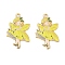 Rack Plating Alloy Enamel Pendants, Golden, Angel Fairy Charms, Yellow, 30.5x20x1.5mm, Hole: 1.8mm